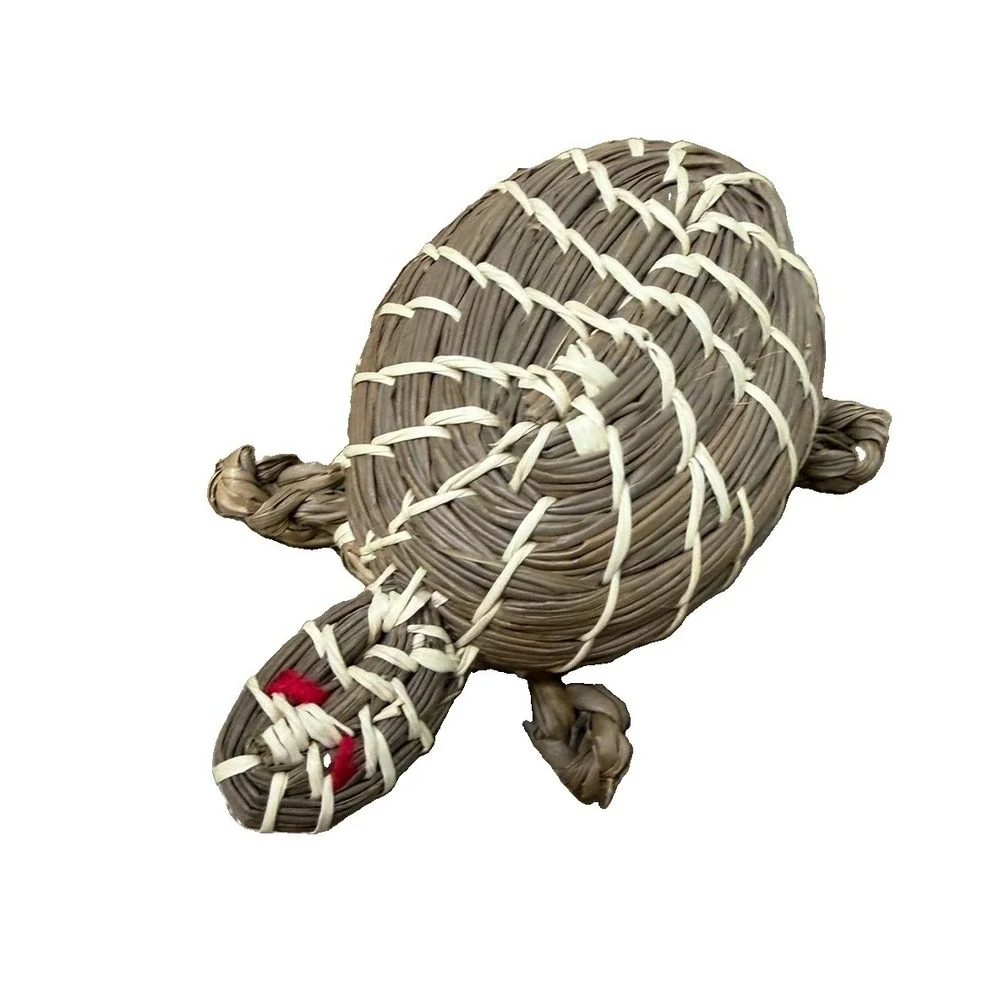 Vintage Basket Turtle Tortoise Mexican Coiled Effigy